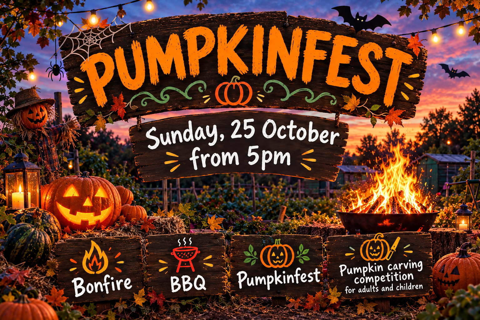 Pumpkinfest 5pm Sunday 25th October 2026